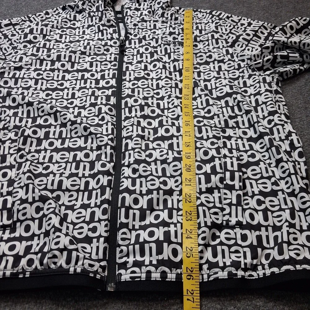The North Face Mens Windwall Jacket Black White All Over Logo Print Large L
